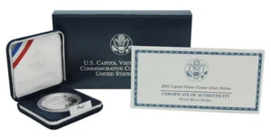 (1) 2001 Capitol Visitor Center $1 Commemorative Proof Silver Dollar w/Box & COA - Picture 1 of 2
