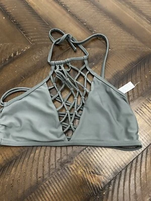 Top de bikini Damisela Medium Green Olive Swim Nylon Spandex Vacation Bikini Trendy Foto 1 de 4