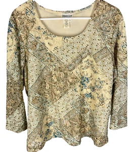 Coldwater Creek Top Size XL Floral Lace Detail Boho Cottagecore Peasant Fairy - Picture 1 of 6