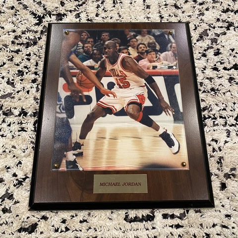 Vintage Chicago Bulls Michael Jordan Wooden plaque 13x10.5 #45 Championship Cover