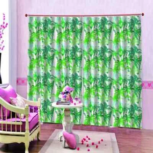 Fresh Green Bamboo Printing 3D Blockout Curtains Fabric Window Home Decor - Bild 1 von 12