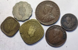 # INDIA BRITANNICA - DUE, UNO, QUARTO, METÀ, 1/12 ANNAS & 1/2 PICE - 6 VECCHIE MONETE - Foto 1 di 3