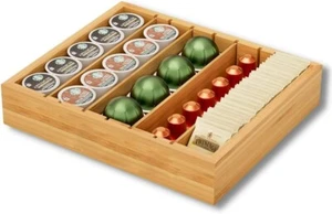 NOLI - Bamboo coffee pod and tea organizer - can hold 26 - 35 k cup - organizer  - Picture 1 of 5