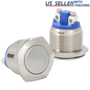 19mm Boat Horn / Starter Switch Circular Metal Momentary Push Button Waterproof - Picture 1 of 3