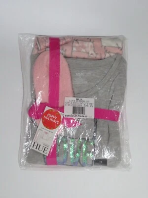 HUE baby pink cartoon cat print 3 piece pajama set  size 1X - Image 1 of 2