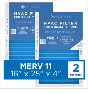16x25x4 Filter MERV 11 - E11 Media Air Cleaning Pleated HVAC AC Furn Filters 2PK - Picture 1 of 7