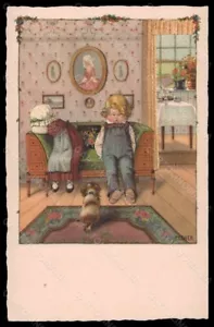 Postal firmada por artista Pauli Ebner Children MM Vienne serie 1158 VK5755 - Imagen 1 de 2