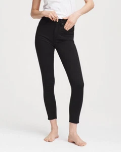 NUEVOS pantalones vaqueros de trapo y hueso para mujer Nina ajustados al tobillo talla 31 en negro - Imagen 1 de 12