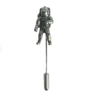 Solid 935 Argentium Silver Astronaut Design Men's Luxury Lapel Pin - Picture 1 of 3