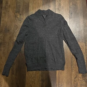 Express Men’s Small Henley Sweater Dark Gray Long Sleeve.  - Picture 1 of 1