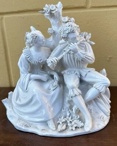 Luigi Zortea Bassano Italien weiße Figur Mann & Frau 8" - Bild 1 von 8