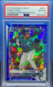 2021 Bowman Draft Chrome HARRY FORD Sapphire Refractor #BDC1 PSA 10 GEM MINT