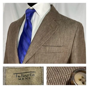 Abrigo deportivo Talbots Ltwt sarga de lino chaqueta parche bolsillos marrón claro M - Imagen 1 de 18