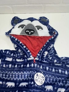 NWT Max & Olivia Bear Face Hood w/ Ears One Piece Holiday Winter Pajamas L 12/14 - Picture 1 of 10