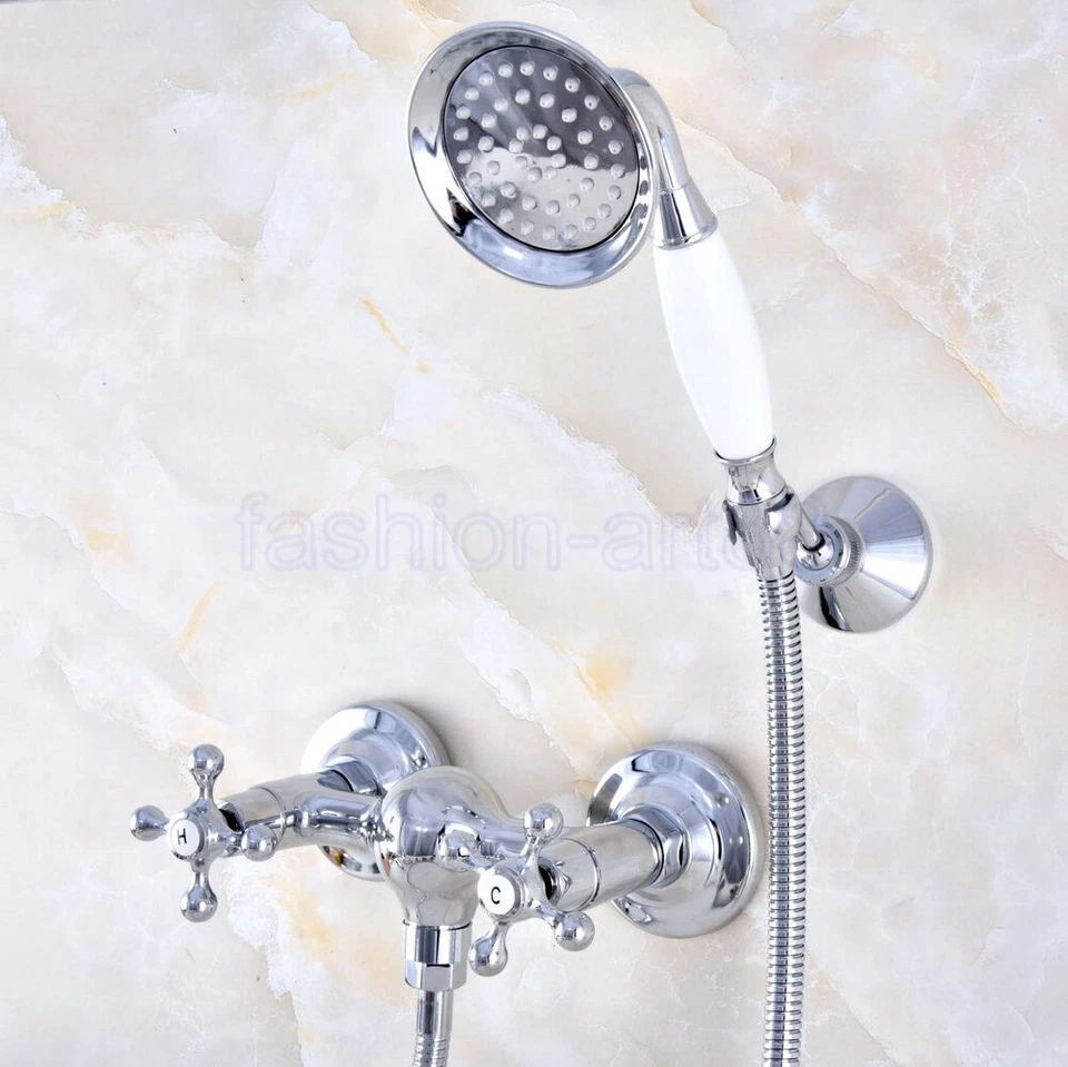 Chrome Bathroom Handheld Shower Faucet Set  With Ceramic Hand Spray fna776 - Image 1 of 4