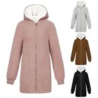 Women Winter Long Sleeve Zip Up Coat Thicken Faux Fleece Solid