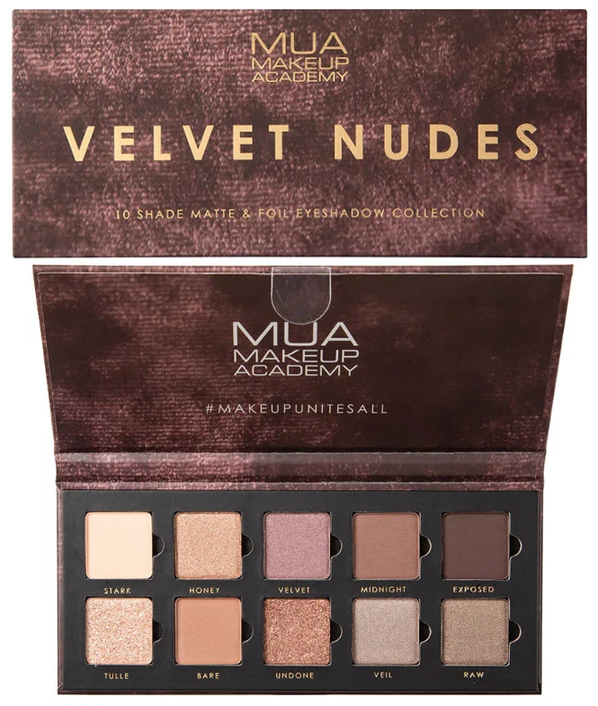 MUA Velvet Eyeshadow Palette Nude Matte And Foil Eyeshadows Ladies Gift - Image 1 of 1
