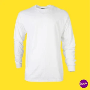 GILDAN Unisex Ultra Cotton Langarm T-Shirt, Bündchenärmel, einfarbig weiß, M - Bild 1 von 7