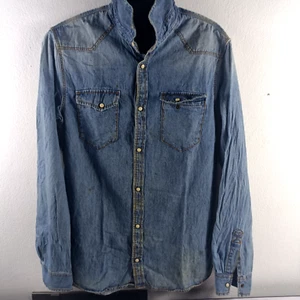 New Zara Men Vintage Denim Shirt M - Picture 1 of 5