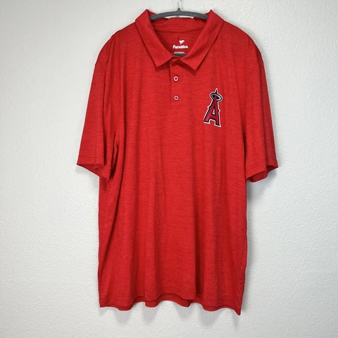 Anaheim Angels Men’s Polo Shirt Sz XXL Red Majestic 100% Polyester MLB LA Cover