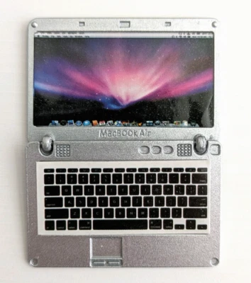 Dollhouse Miniature Metal Toy Laptop Computer Measures Approx 2.25 x 1.75 Inches - Image 1 of 4