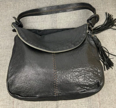 Carla Mancini Bolso de Mano Grande de Cuero Negro Cartera de Hombro Compartimentos Múltiples con Cremallera Foto 1 de 4