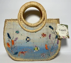 NEW Cappelli Straworld Embroidered Sequined Woven Novelty Purse 12x9x4 Handmade - Picture 1 of 11