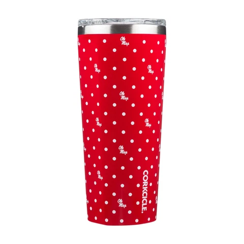 Corkcicle NCAA 24oz Ole Miss Rebels Triple Insulated Polka Dot Tumbler Cover