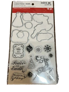 Recollections Christmas Noel 18 PC Stamp & Die Set,  Holiday - Picture 1 of 3
