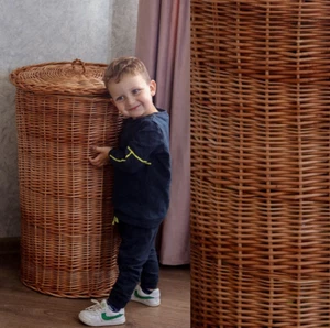 handmade wicker laundry basket holder organizer toy storage laundry hamper - Picture 1 of 3