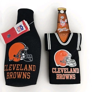 CLEVELAND BROWNS BOTTLE HOLDER COOZIE KOOZIE COOLER Pair Of 2  - Picture 1 of 6