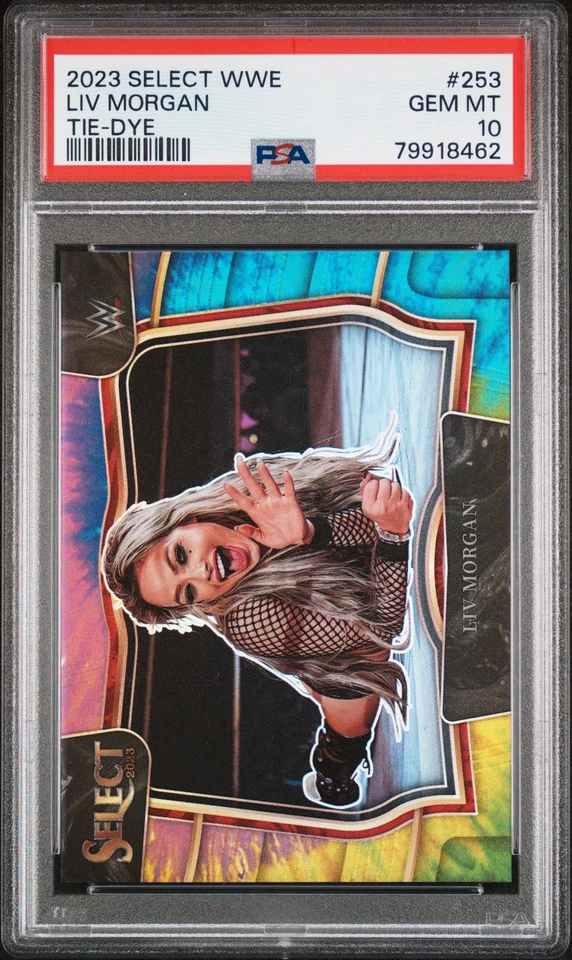 2023 Panini Select WWE LIV Morgan #253 Tie Dye Prizm PSA 10 - Image 1 of 2