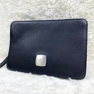 Dunhill Second Bag Clutch Bag Leather Black with Logo Plate Men's From Japan - Picture 1 of 24