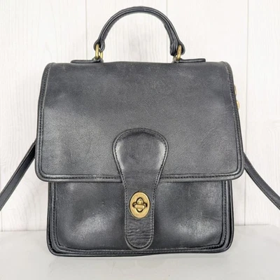 Coach Purse Station Crossbody Black K5B-5130 Leather Satchel 1990s Vintage - Image 1 of 4