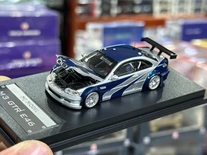 ED MJ 1:64 NFS Plateado Azul M3 GTR E46 Cupé Modelo Deportivo Diecast Coche Coleccionable  - Imagen 1 de 15