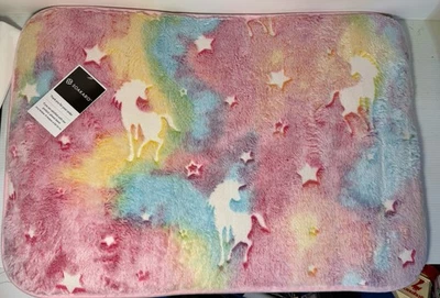 Tapete de banho unicórnio espuma com memória rosa 16x24 macio e absorvente antiderrapante novo com etiquetas - Imagem 1 de 4
