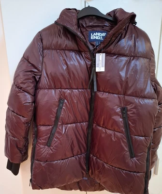 LANDSEND PUFFER Winter COAT/Jacket  SIZE  (14-16 )PURPLE Hooted - Image 1 of 4