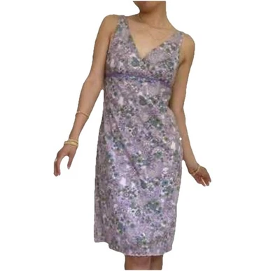 Xhilaration Y2K Babydoll Slip Dress Sz L Purple Floral Fairy Hippie Sequins - Image 1 of 4