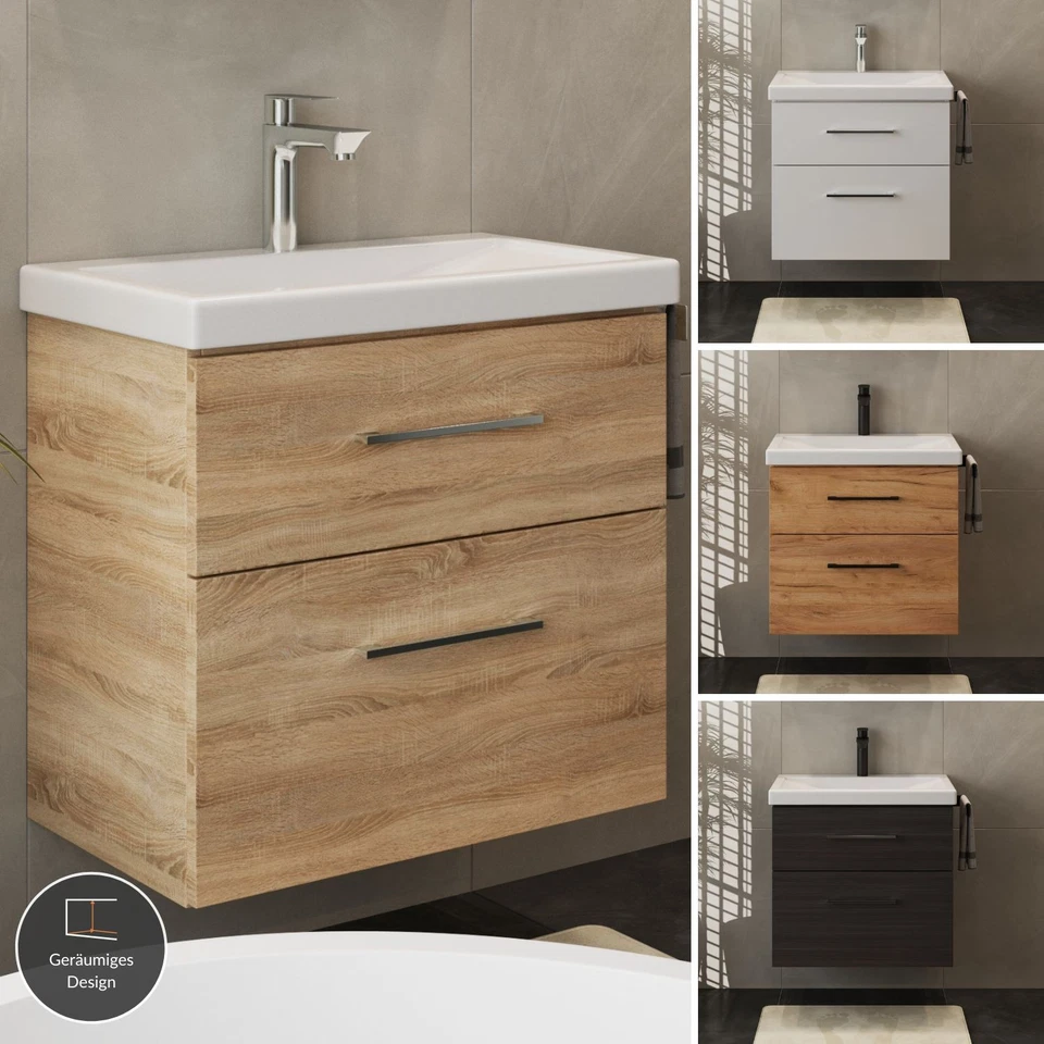Planetmöbel Badmöbelset 63 cm mit Waschbecken und Unterschrank 2 Schubladen - Bild 1 von 1