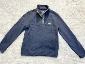 LL Bean Pullover Sweater Jacket Womens Size Small Gray Quarter Snap Pockets - Picture 1 of 7