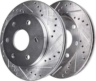 For Jaguar XF 17-20 Brake Rotors DFC  Drilled & Slotted Front Left & Right PAIR - Image 1 of 4