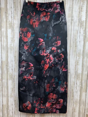 Maxi Vestido Floral Kay Unger Negro Rojo Teal Rosa Largo Talla 6 Nuevo con Etiquetas $490 Foto 1 de 4