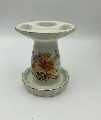 Soporte para cepillo de dientes vintage de porcelana de 4 ranuras diseño floral de 4"" Foto 1 de 4