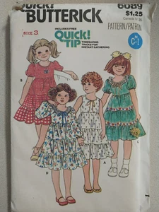 Vintage 1970er Jahre Butterick 6089 Kleinkind Mädchen Cottagecore abgestufte Prärie Kleider 3T - Bild 1 von 2