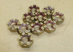10 pc Fine Thread Castle Nut Nylock Lock Nuts, 7/16-20 Yellow Zinc 004 - Picture 1 of 5