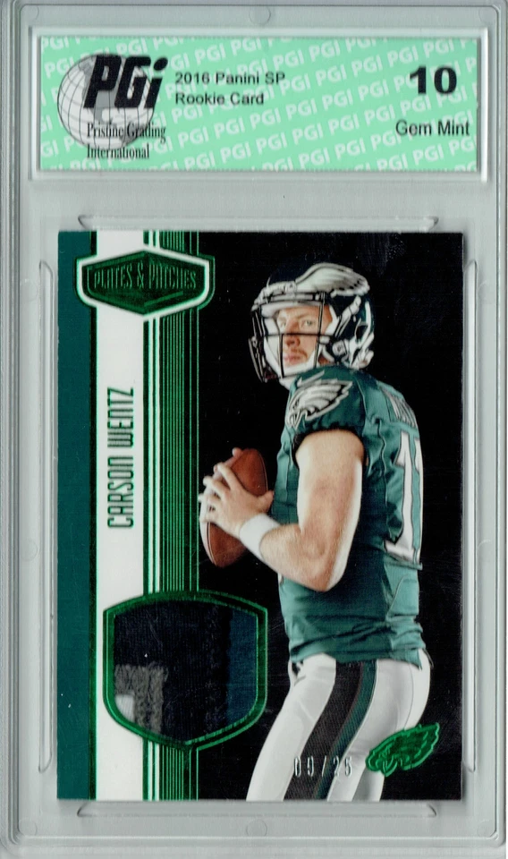 Carson Wentz 2016 Plates Patches #RMCW 4 Colr Patch 25 Made Rookie Card PGI 10 - Image 1 of 1