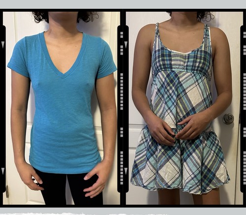 UNDERCOVER Bundle ROSA Victoria Secret prendisole senza maniche e maglietta scollo a V blu verde