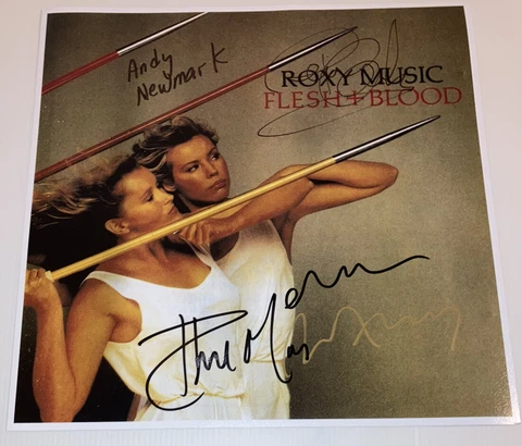 SIGNED BRYAN FERRY MANZANERA CARRACK NEWMARK ROXY MUSIC FLESH & BLOOD PHOTO RARE Cover