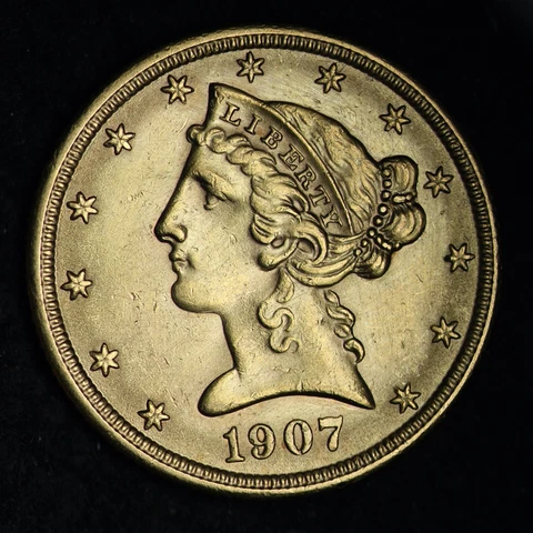 1907 Gold $5 Dollar Half Eagle CHOICE UNC *UNCIRCULATED* MS FREE P/H E396 VMEZ Cover