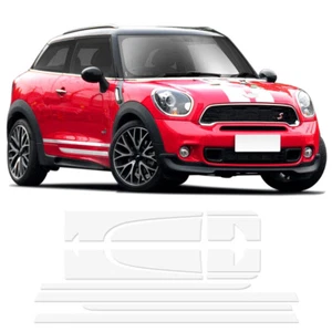 White Racing Hood Side Trunk Sticker Stripes Kit For Mini Paceman R61 2013-2016 - Imagen 1 de 8